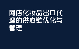 网店化妆品出口代理的供应链优化与管理