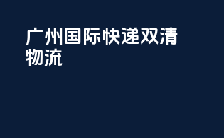 广州国际快递双清物流