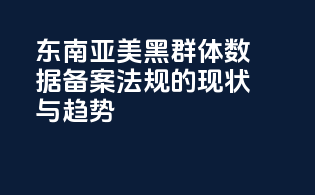 东南亚美黑群体数据备案法规的现状与趋势