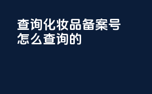 查询化妆品备案号怎么查询的