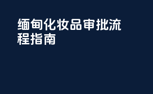 缅甸化妆品审批流程指南