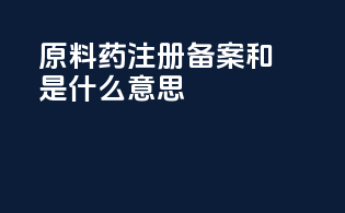 原料药注册备案a和i是什么意思