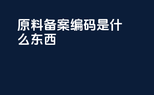 原料备案编码是什么东西