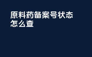 原料药备案号状态怎么查