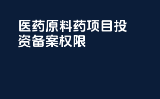 医药原料药项目投资备案权限