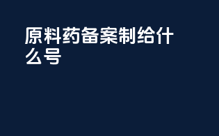 原料药备案制给什么号